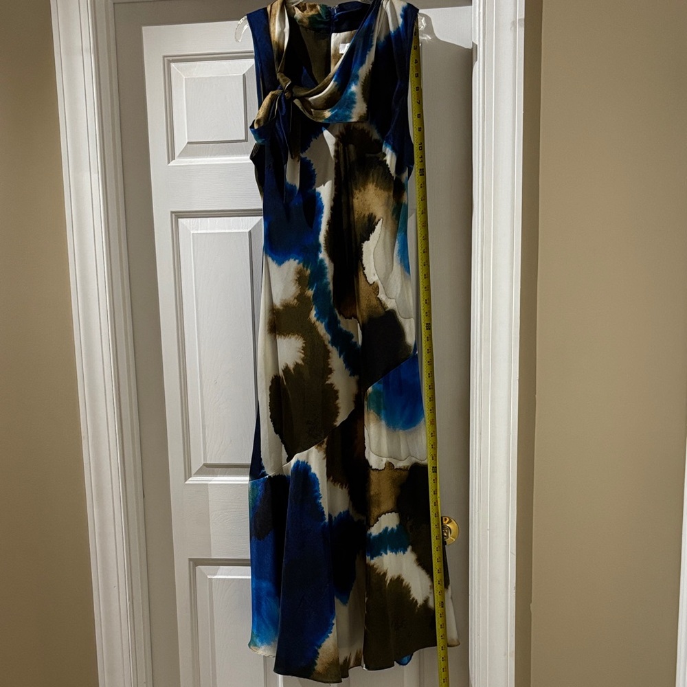 DKNY Blue and Brown Sleeveless Dress